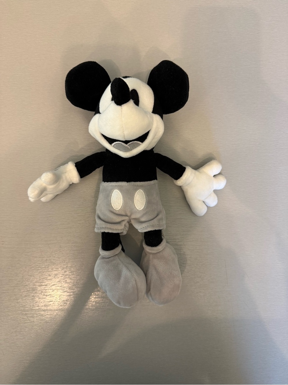 Disney Vintage-Style Black White & Gray Mickey Mouse Plush